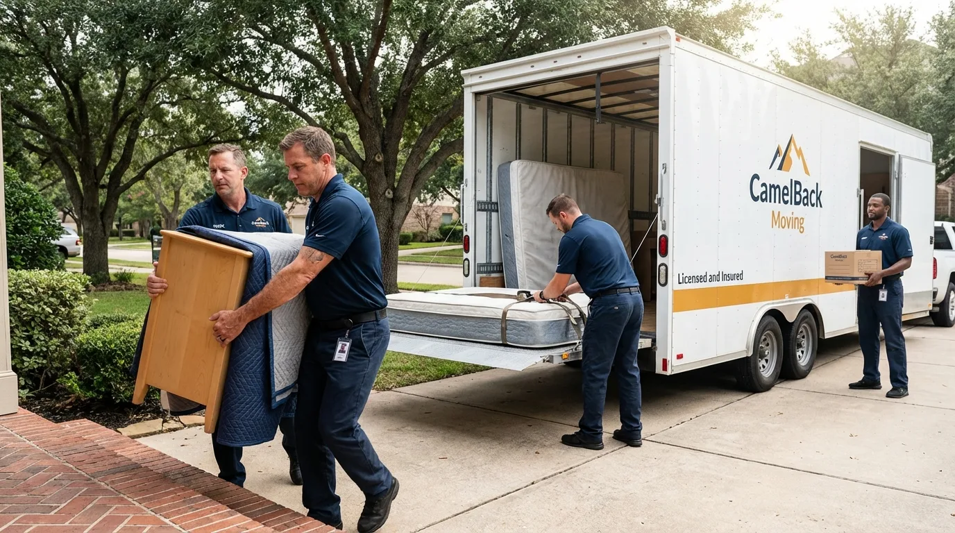 Crew loading residential truck for cross-state move from New Carlisle, OH