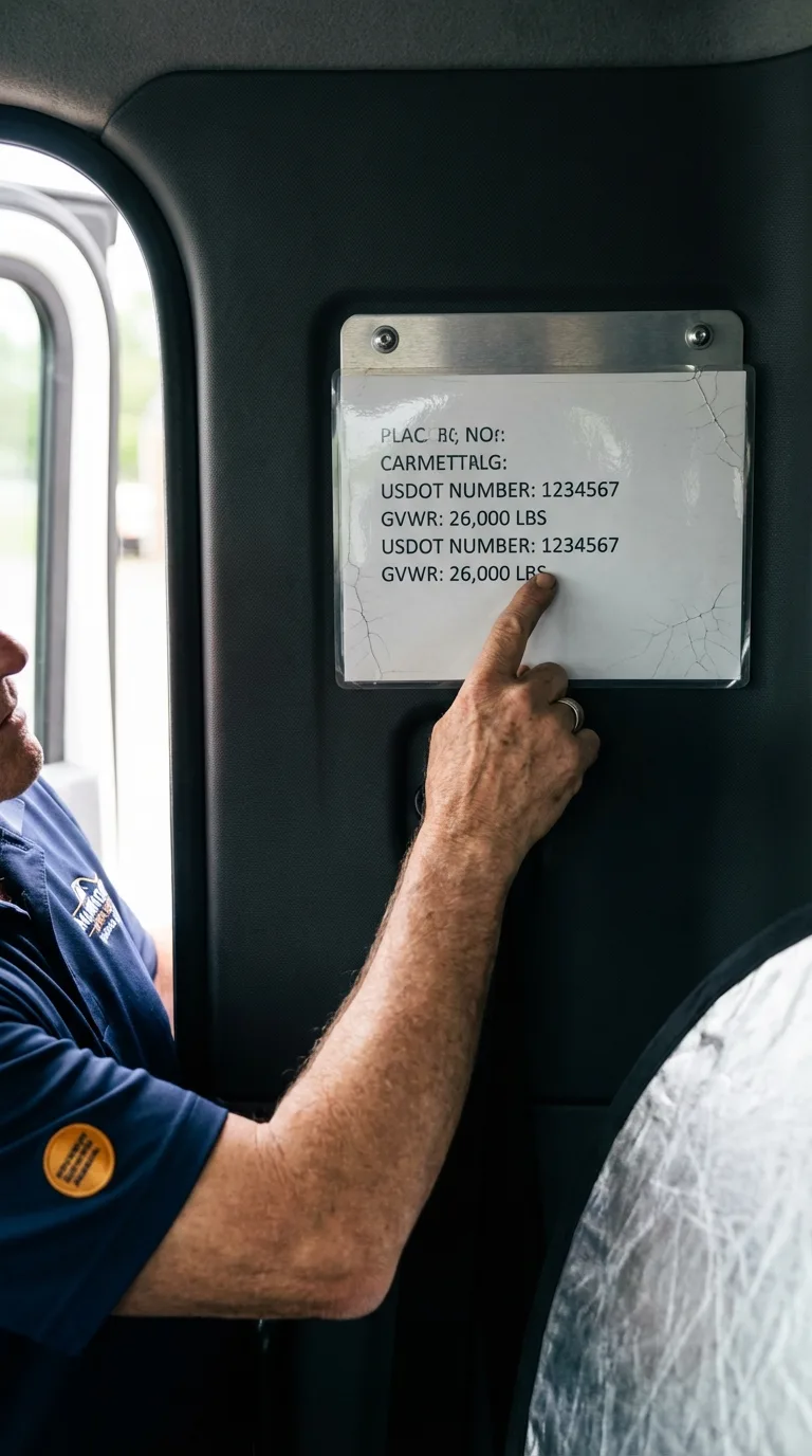 USDOT licensing placard verification in New Carlisle